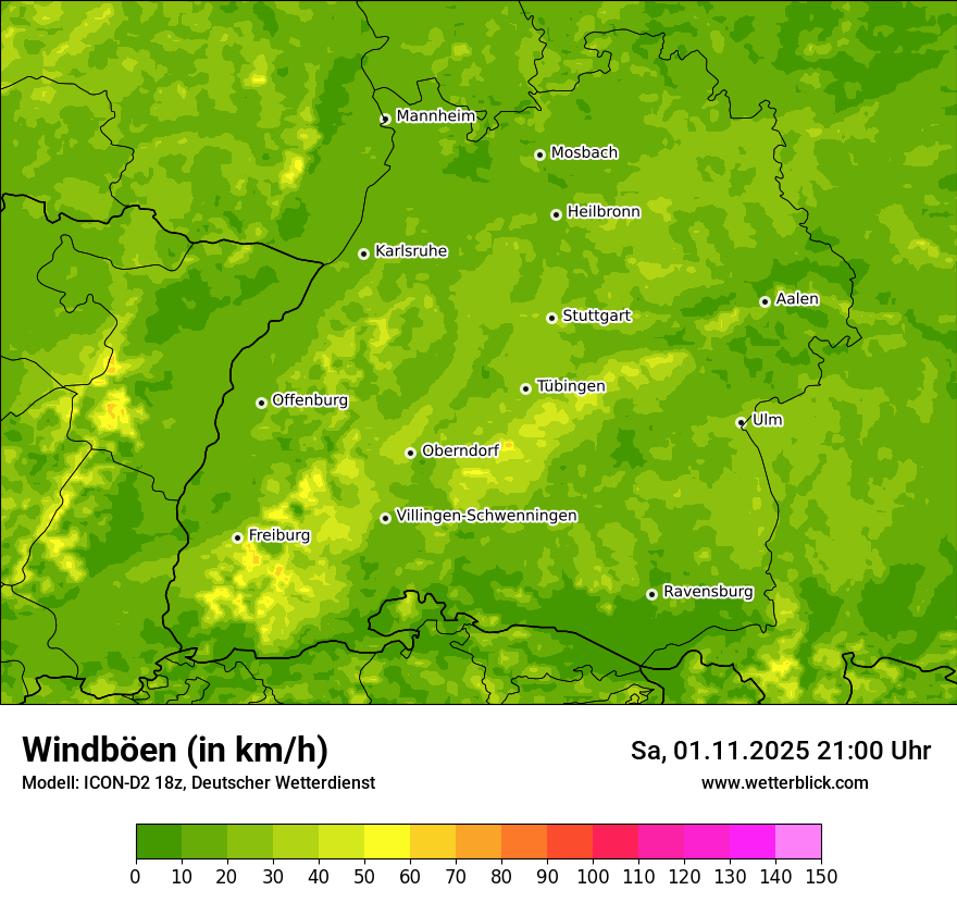 Modellkarten Windgeschwindigkeit