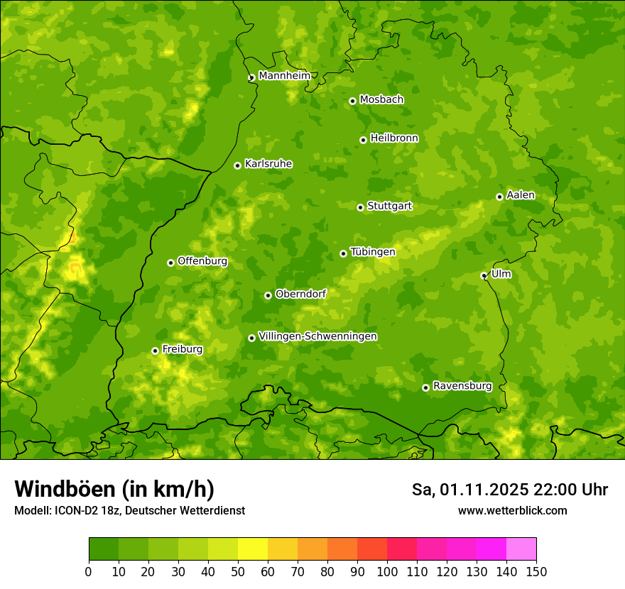 Modellkarten Windgeschwindigkeit