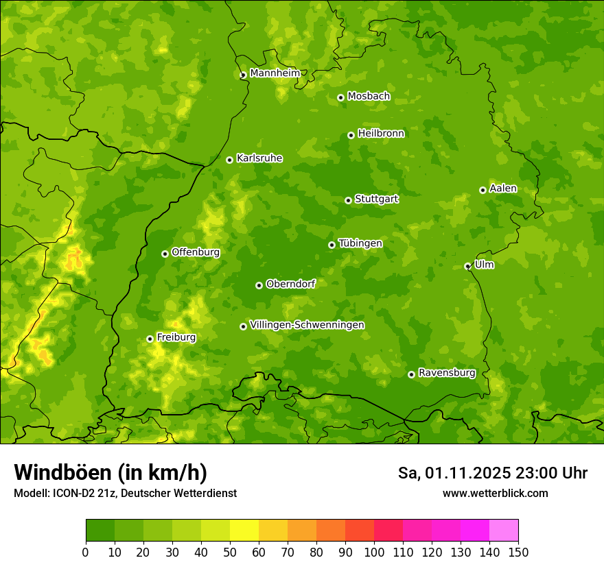 Modellkarten Windgeschwindigkeit