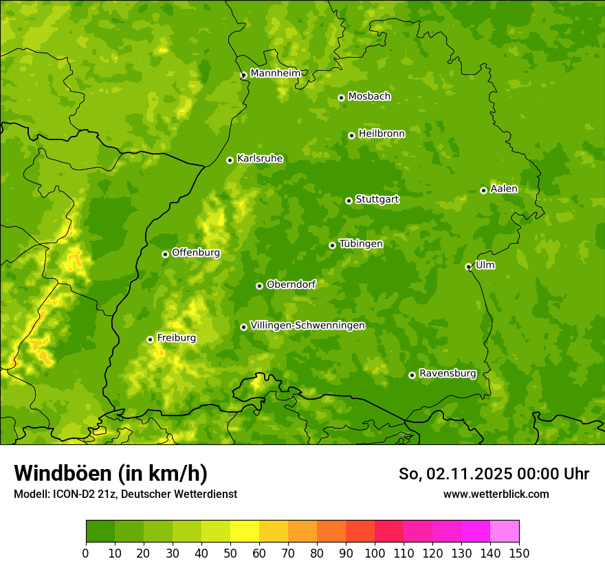 Modellkarten Windgeschwindigkeit
