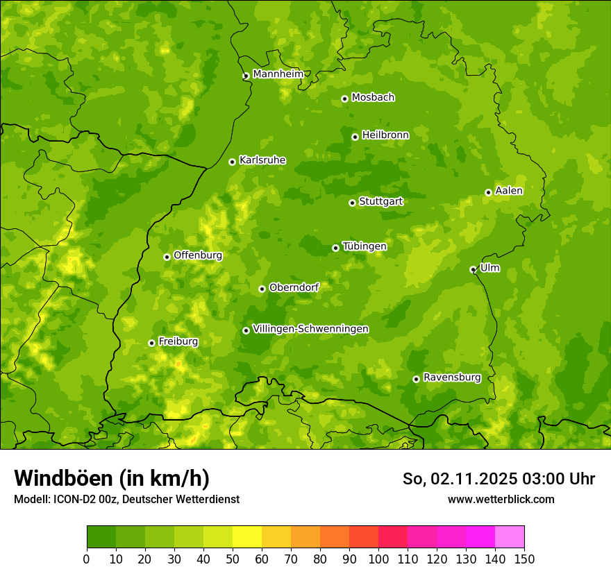 Modellkarten Windgeschwindigkeit