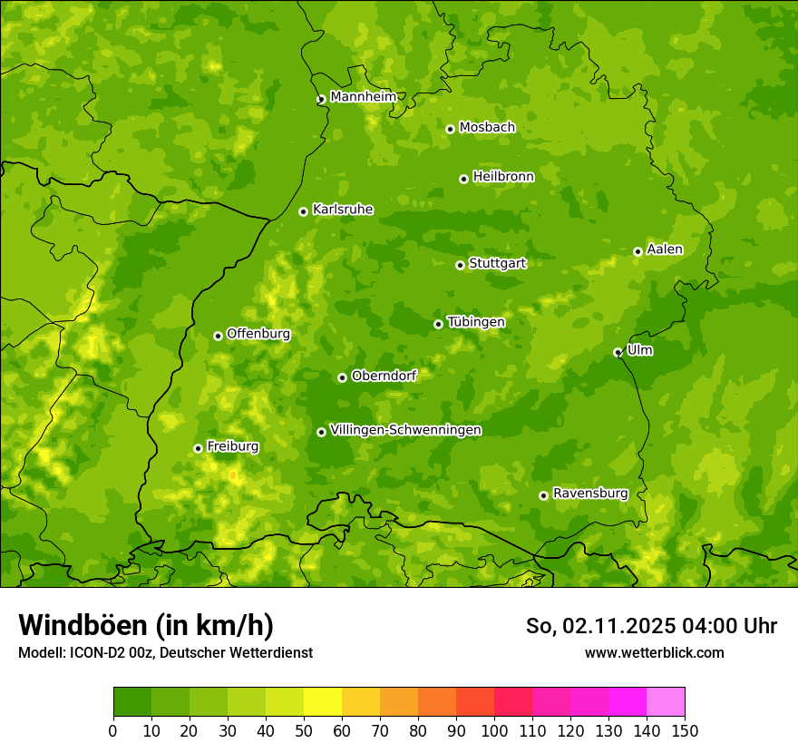 Modellkarten Windgeschwindigkeit