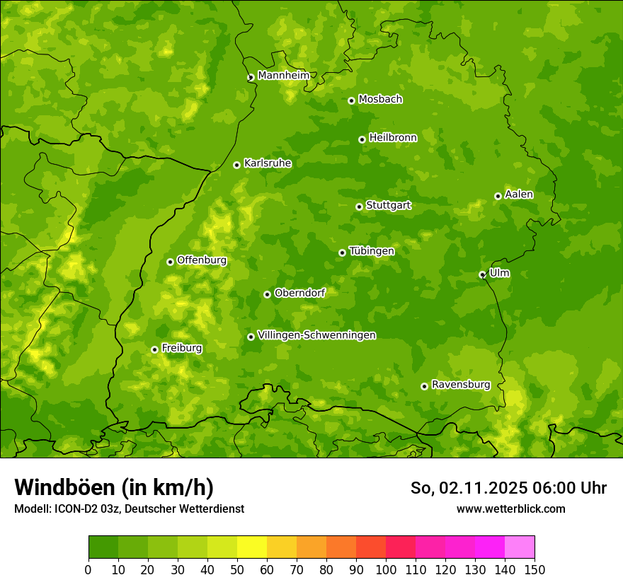 Modellkarten Windgeschwindigkeit