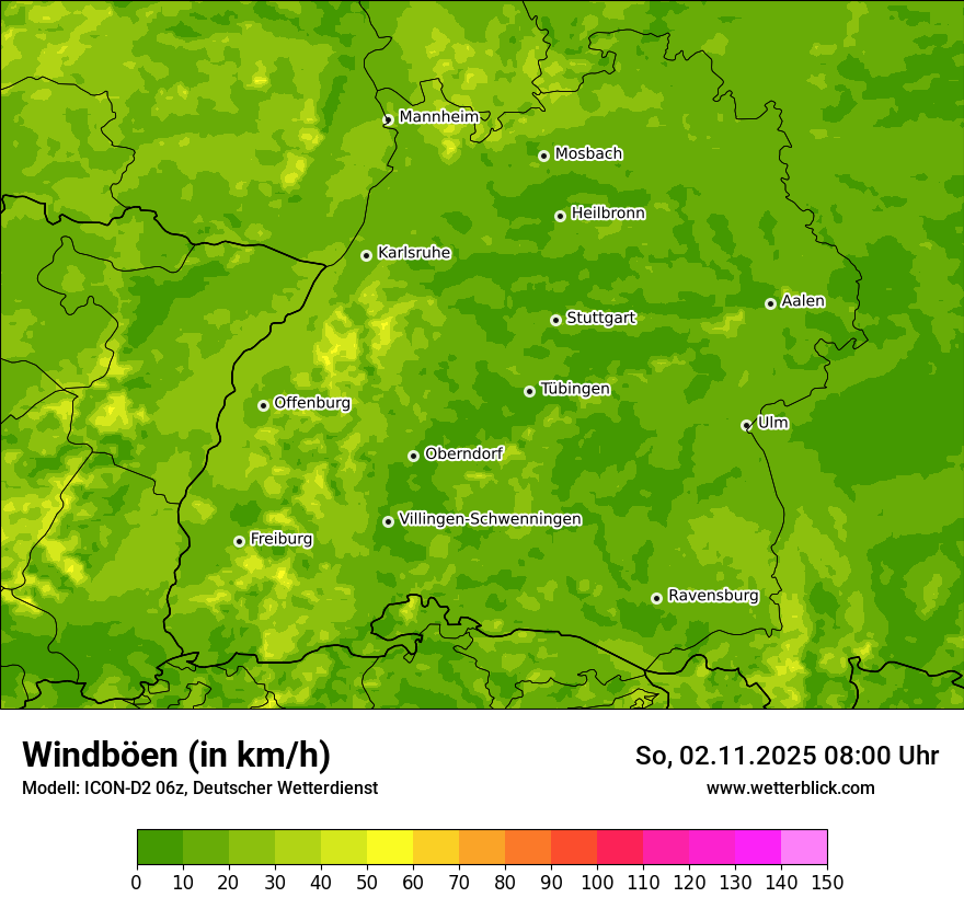 Modellkarten Windgeschwindigkeit
