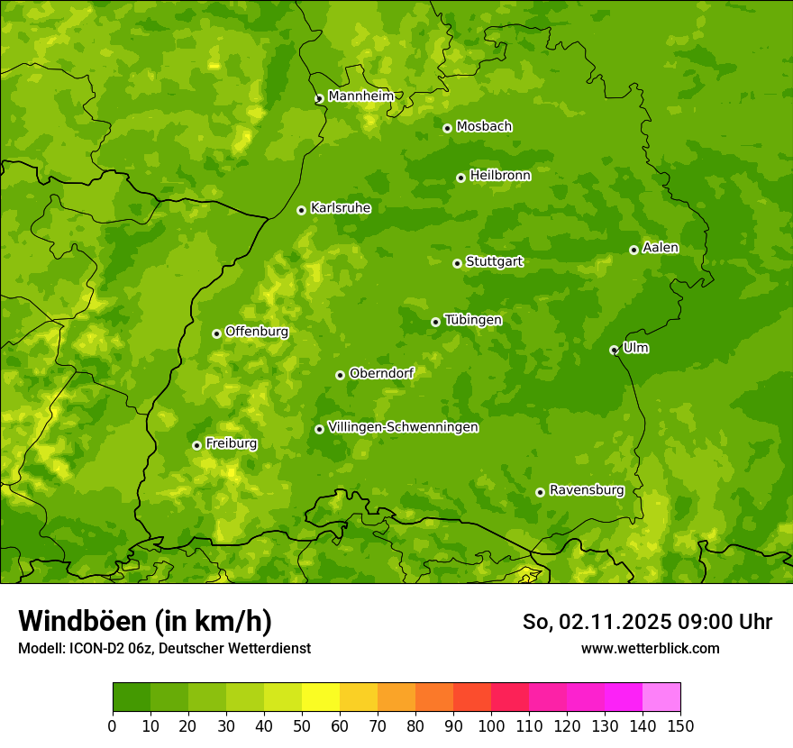 Modellkarten Windgeschwindigkeit