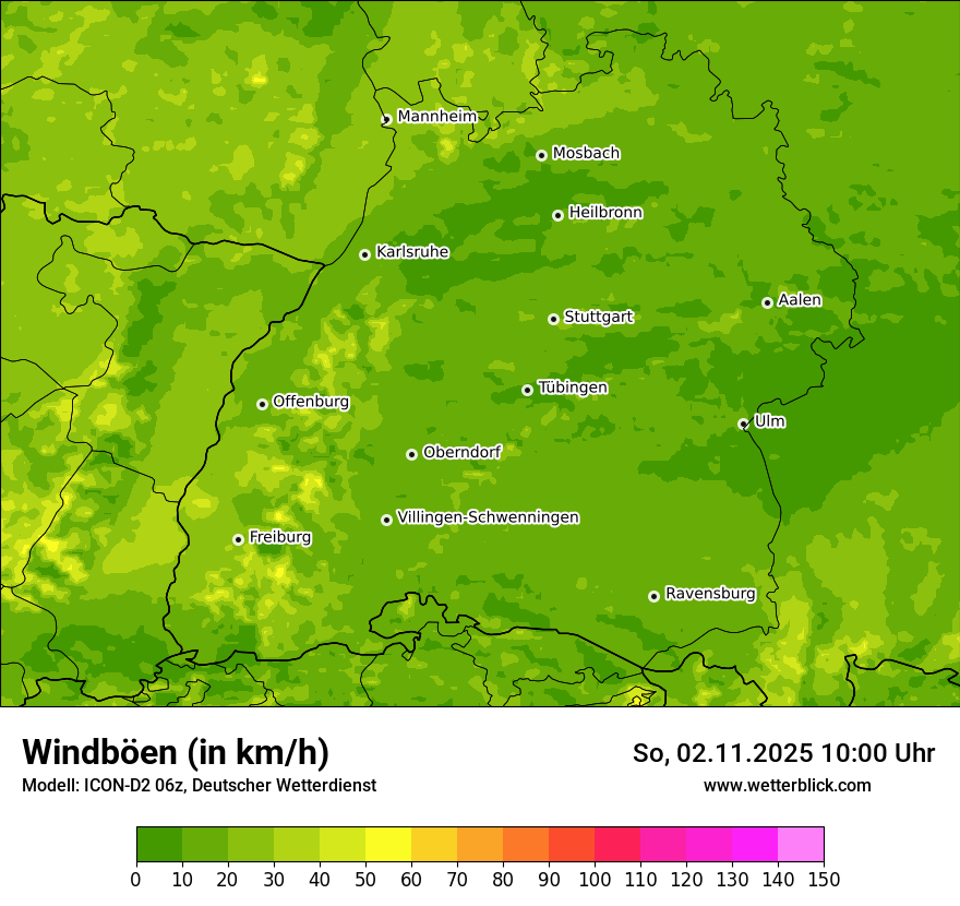Modellkarten Windgeschwindigkeit