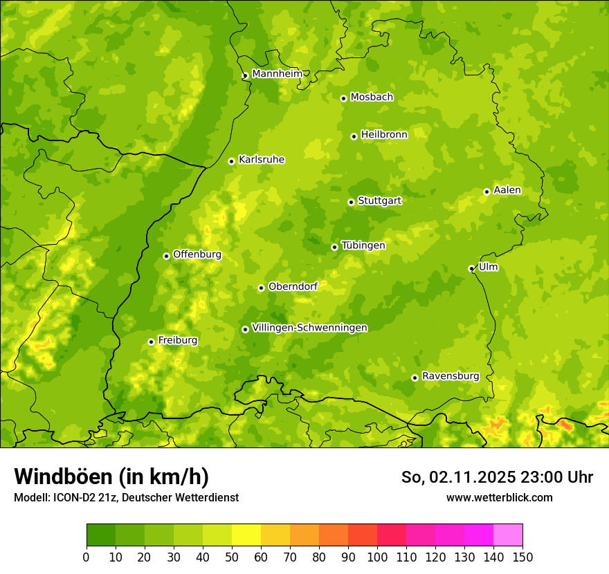 Modellkarten Windgeschwindigkeit