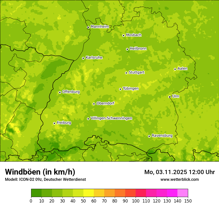 Modellkarten Windgeschwindigkeit