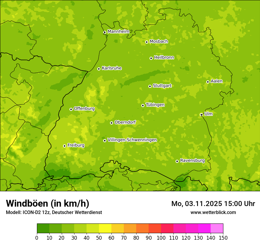 Modellkarten Windgeschwindigkeit