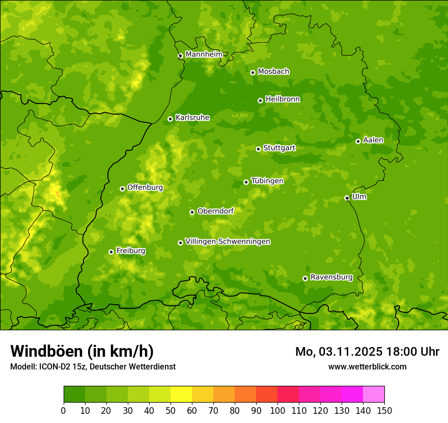 Modellkarten Windgeschwindigkeit