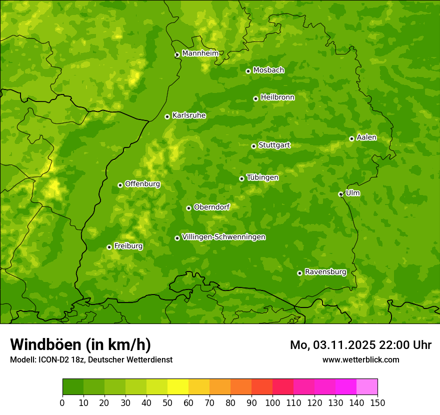 Modellkarten Windgeschwindigkeit