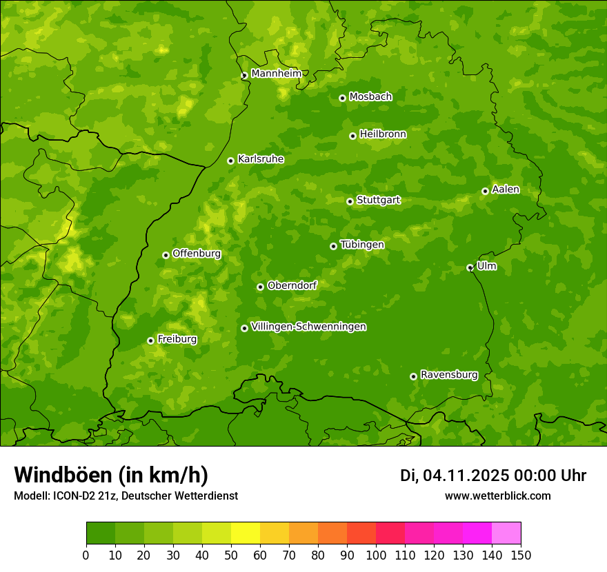 Modellkarten Windgeschwindigkeit