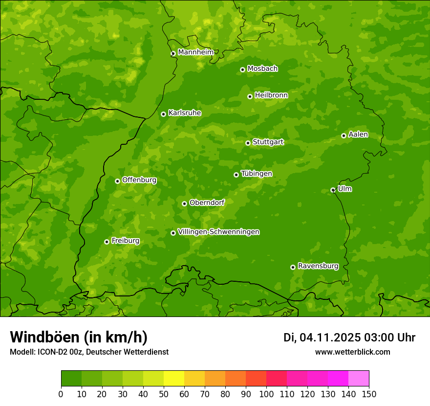Modellkarten Windgeschwindigkeit