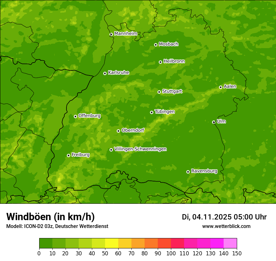 Modellkarten Windgeschwindigkeit