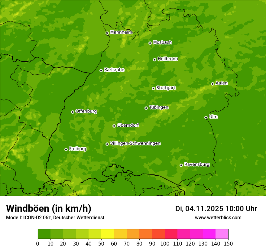 Modellkarten Windgeschwindigkeit