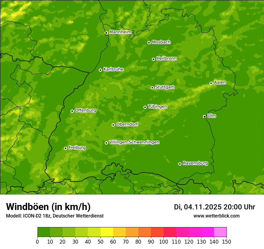 Modellkarten Windgeschwindigkeit