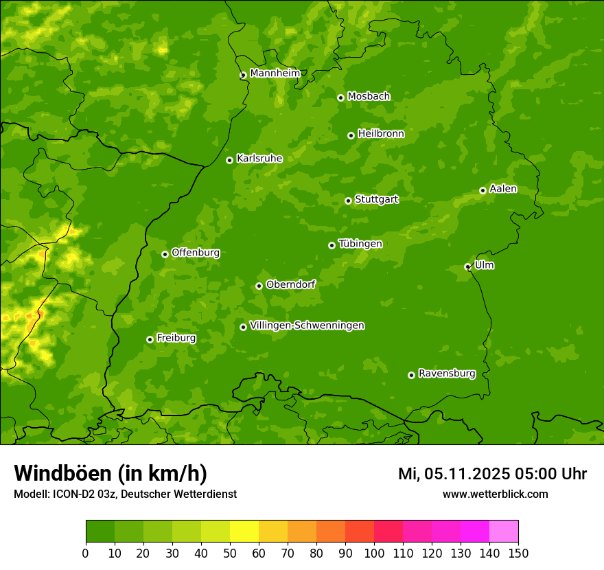 Modellkarten Windgeschwindigkeit