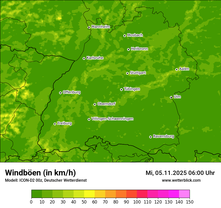 Modellkarten Windgeschwindigkeit