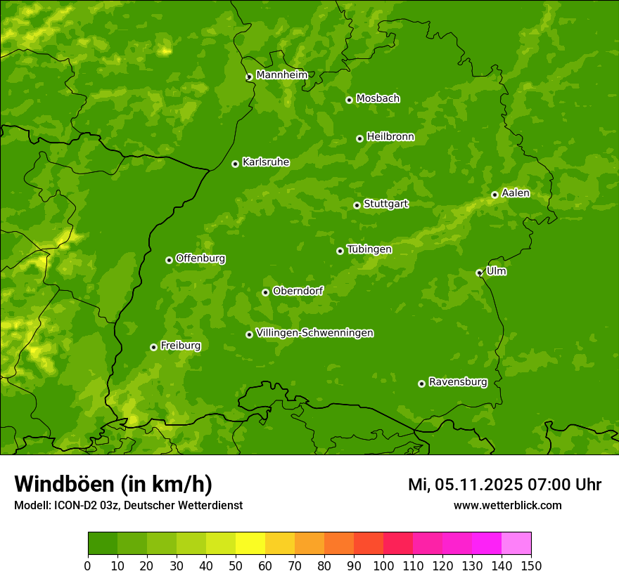 Modellkarten Windgeschwindigkeit