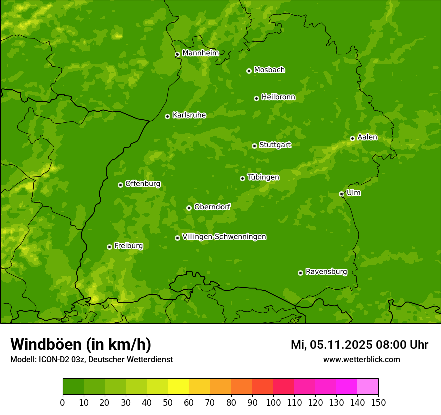 Modellkarten Windgeschwindigkeit