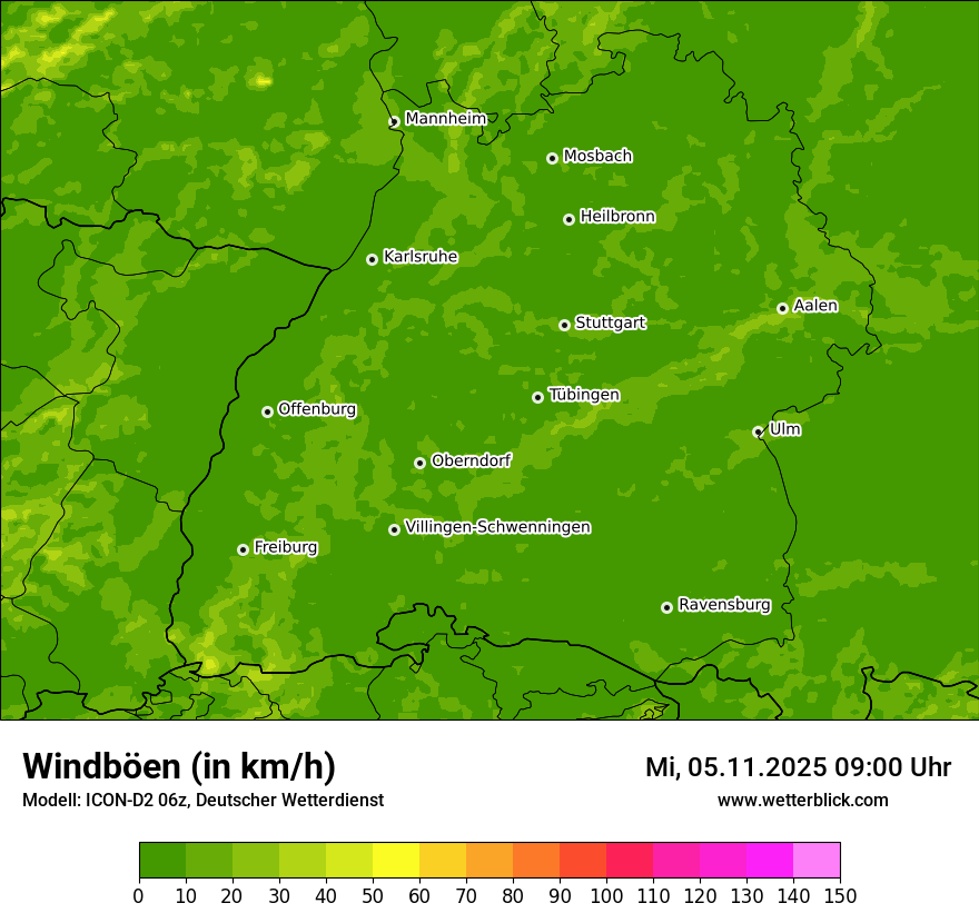 Modellkarten Windgeschwindigkeit
