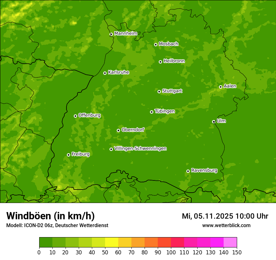 Modellkarten Windgeschwindigkeit