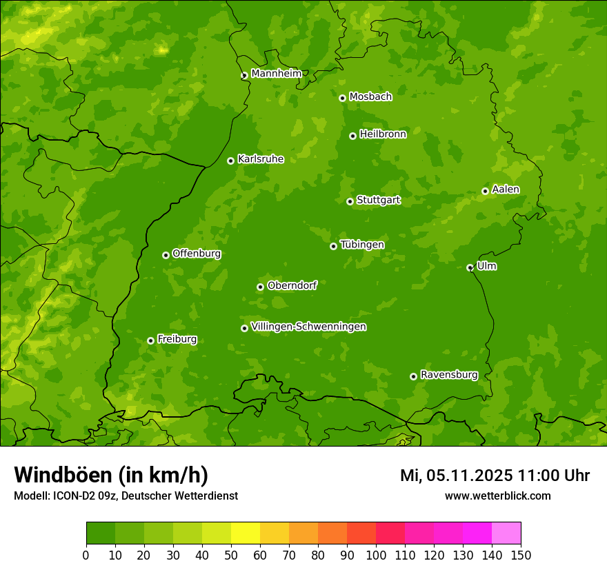 Modellkarten Windgeschwindigkeit