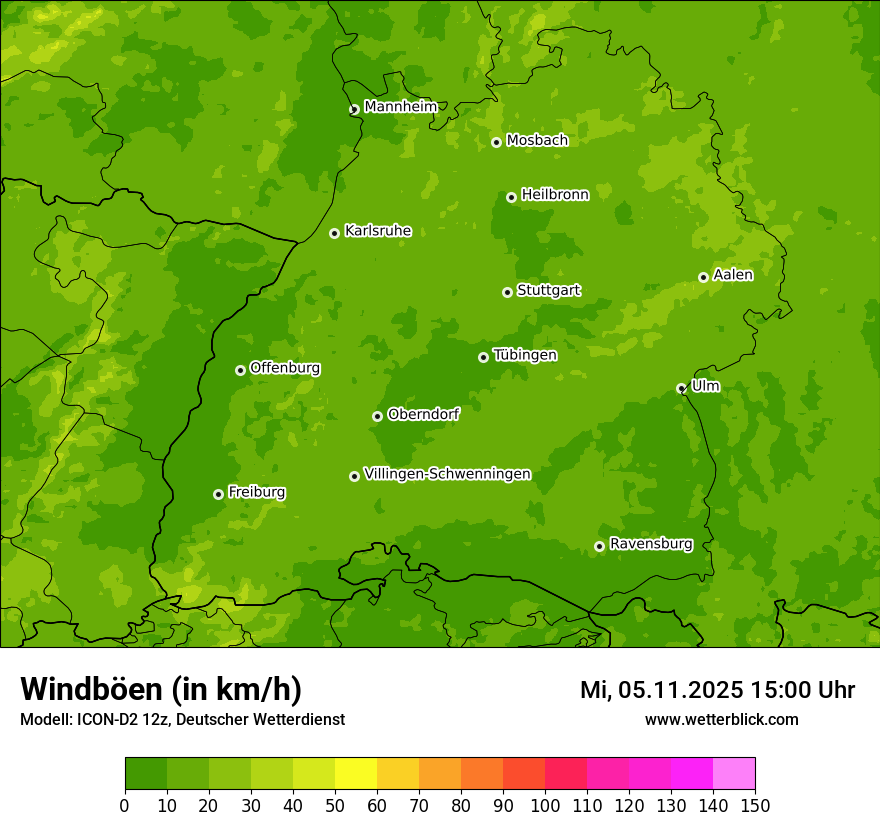 Modellkarten Windgeschwindigkeit