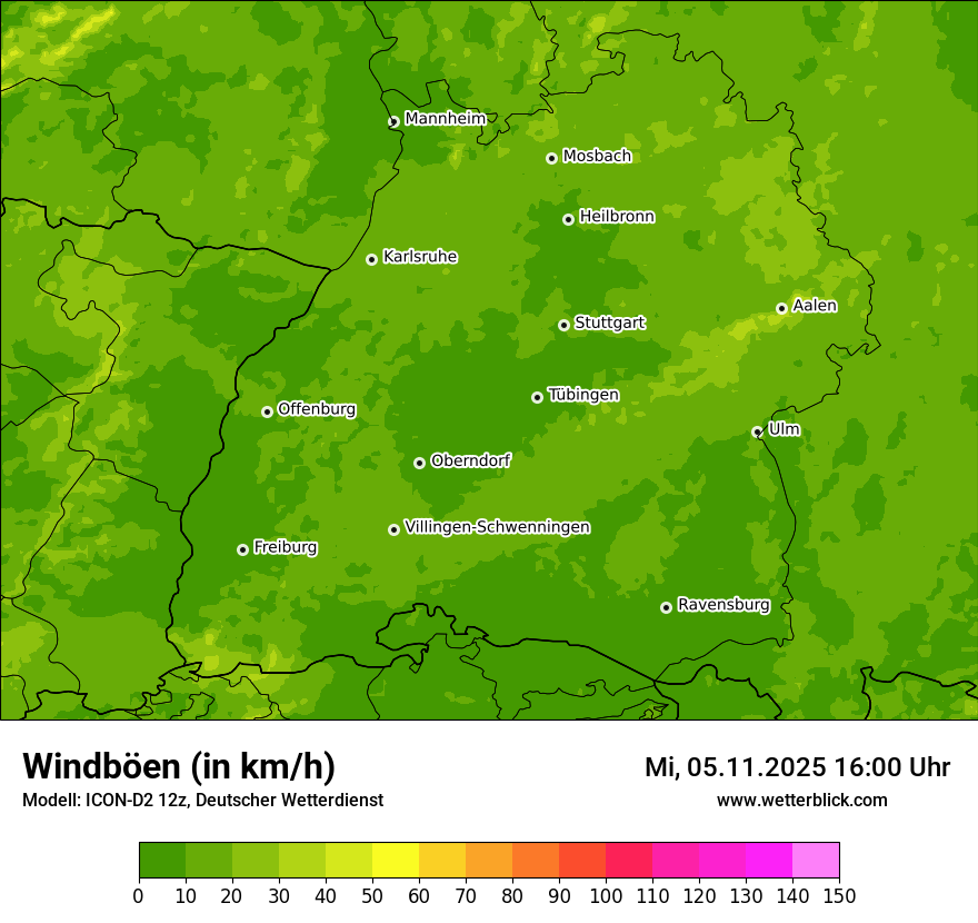 Modellkarten Windgeschwindigkeit