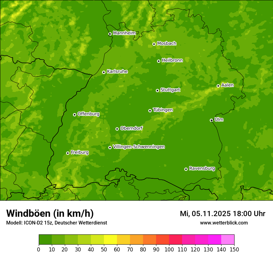 Modellkarten Windgeschwindigkeit