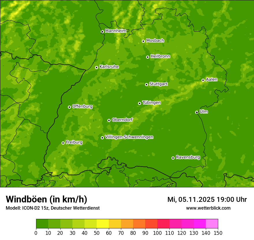 Modellkarten Windgeschwindigkeit
