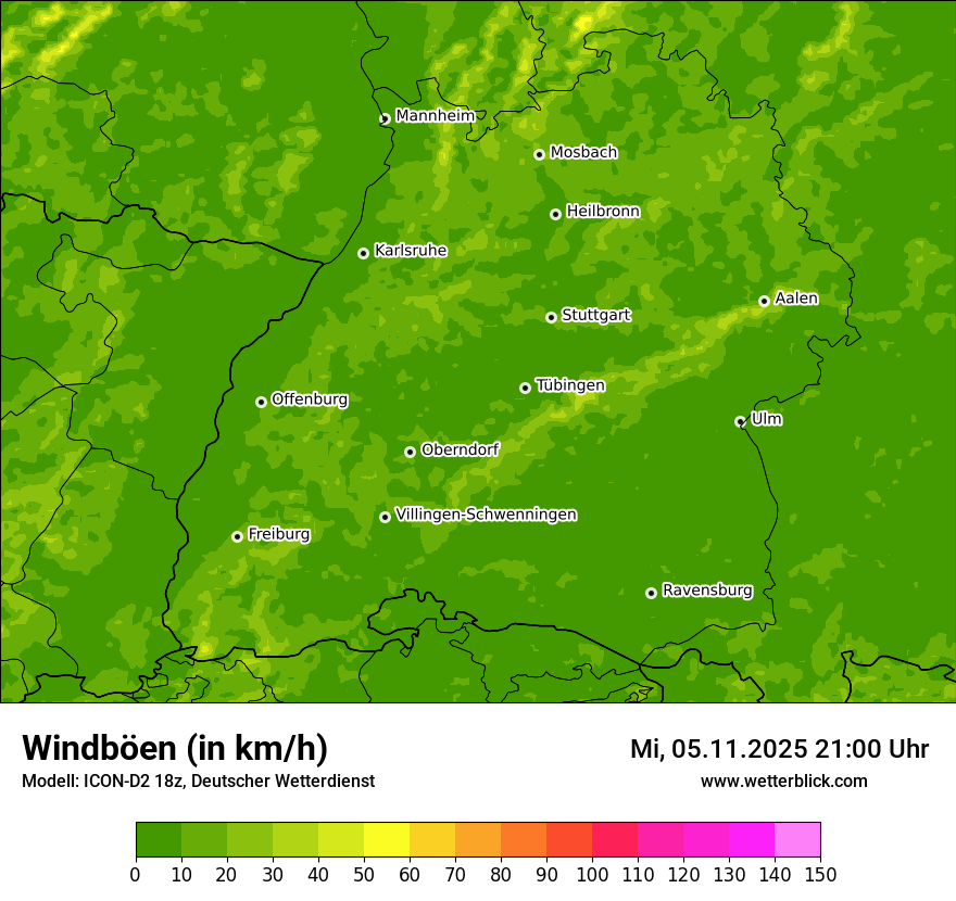Modellkarten Windgeschwindigkeit