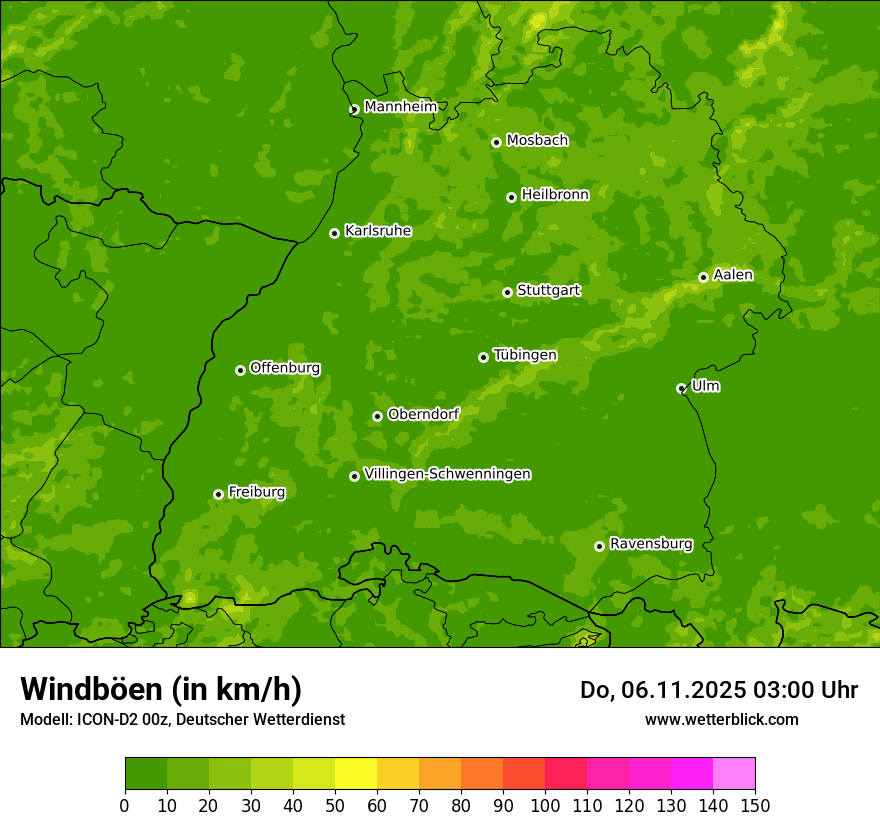 Modellkarten Windgeschwindigkeit
