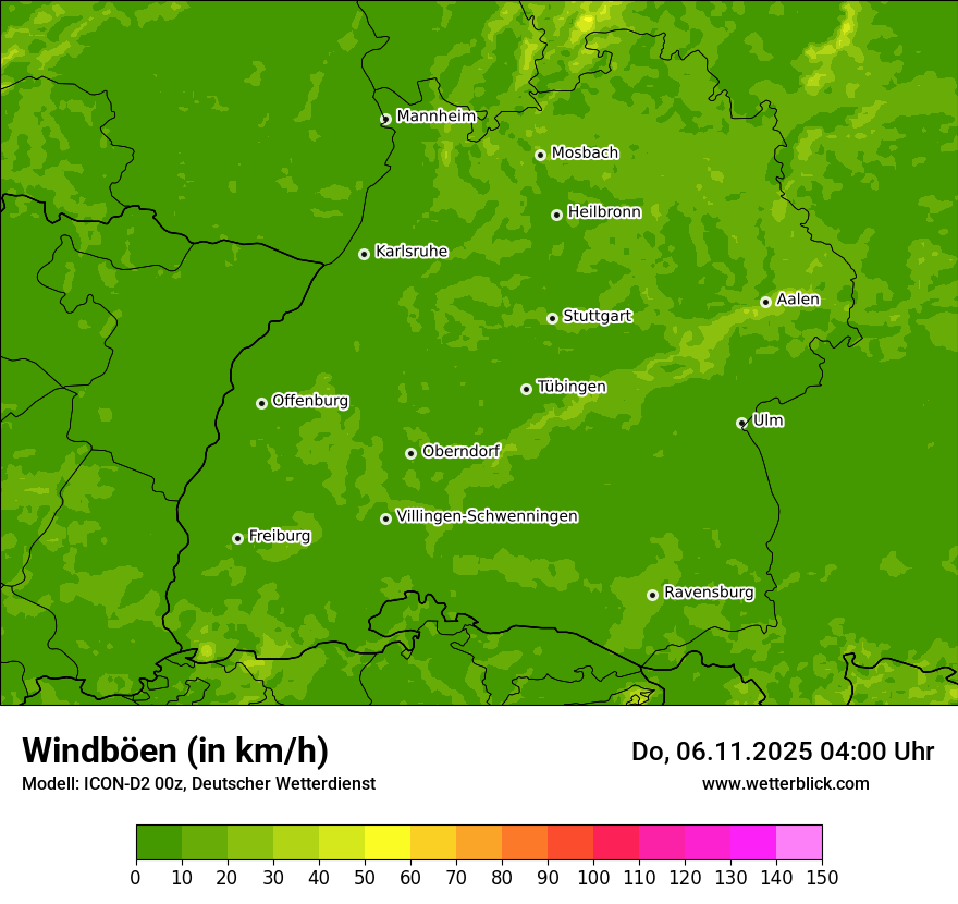 Modellkarten Windgeschwindigkeit