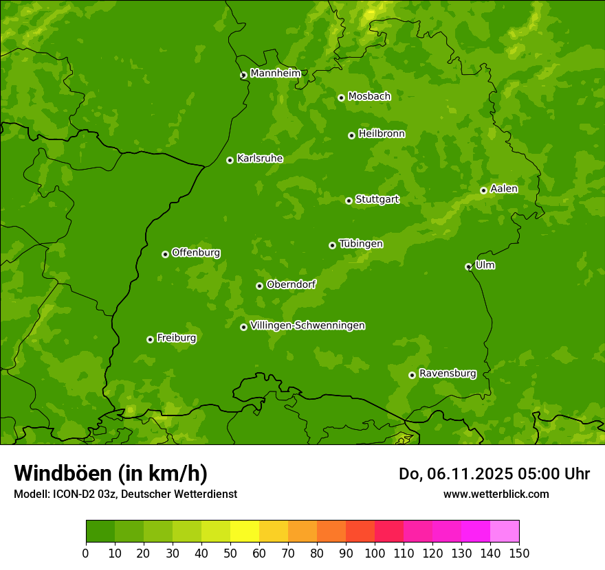 Modellkarten Windgeschwindigkeit