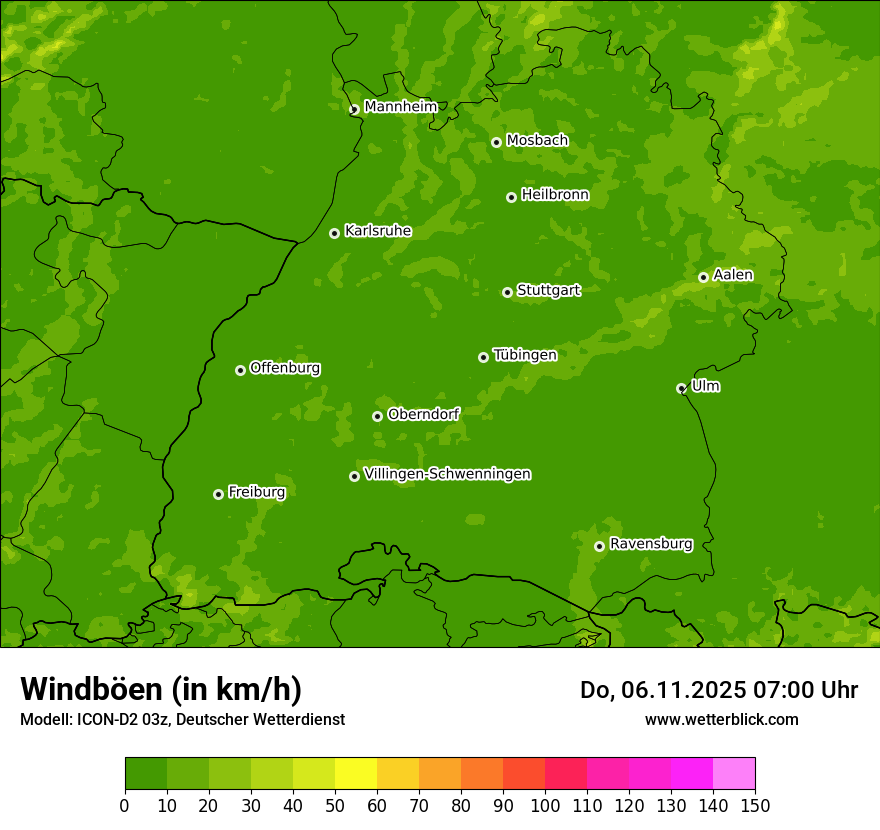 Modellkarten Windgeschwindigkeit