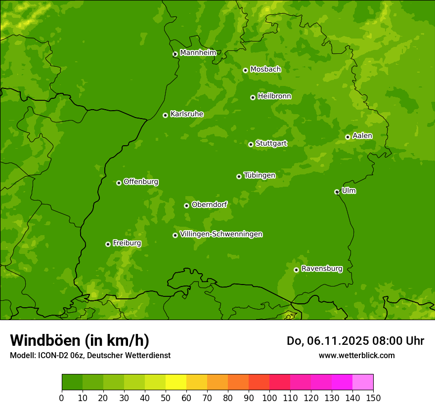 Modellkarten Windgeschwindigkeit