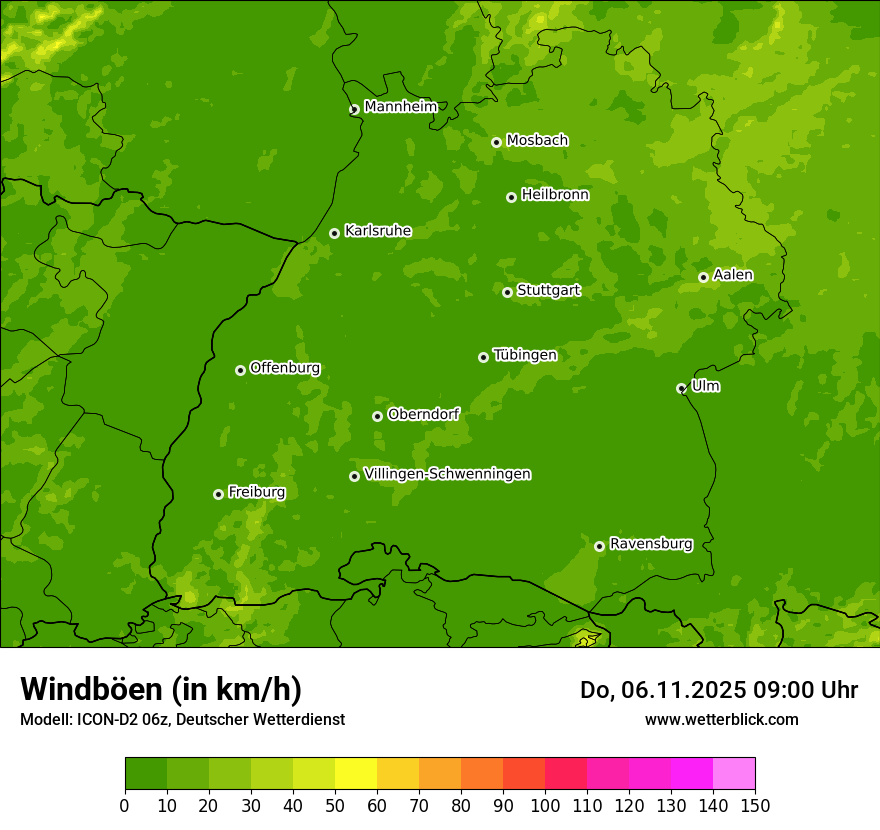 Modellkarten Windgeschwindigkeit