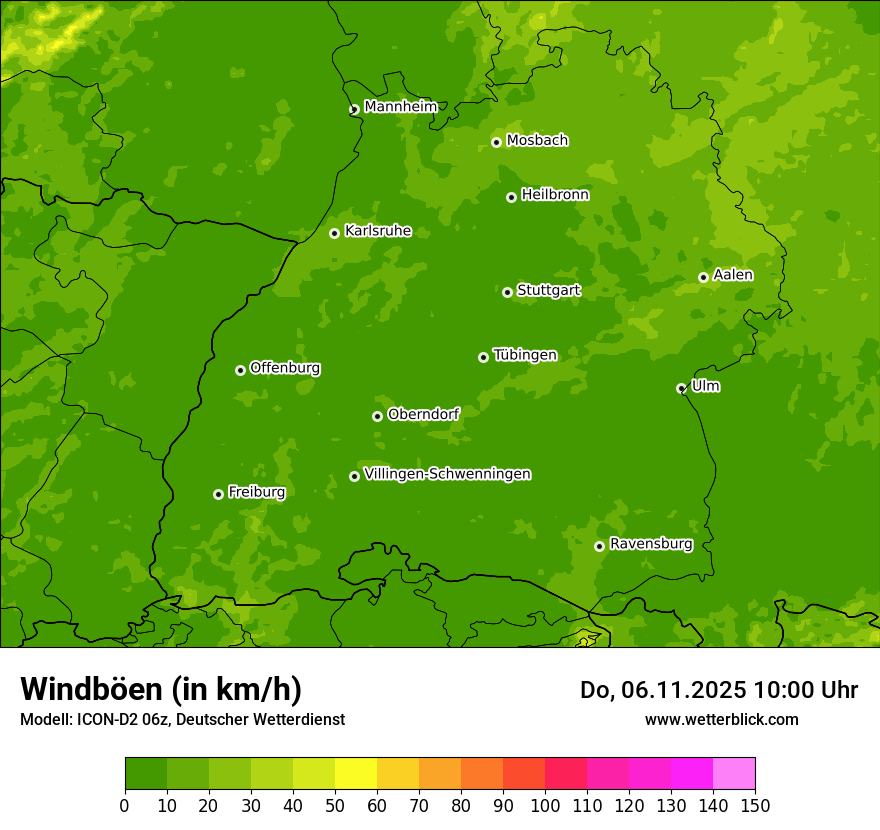 Modellkarten Windgeschwindigkeit
