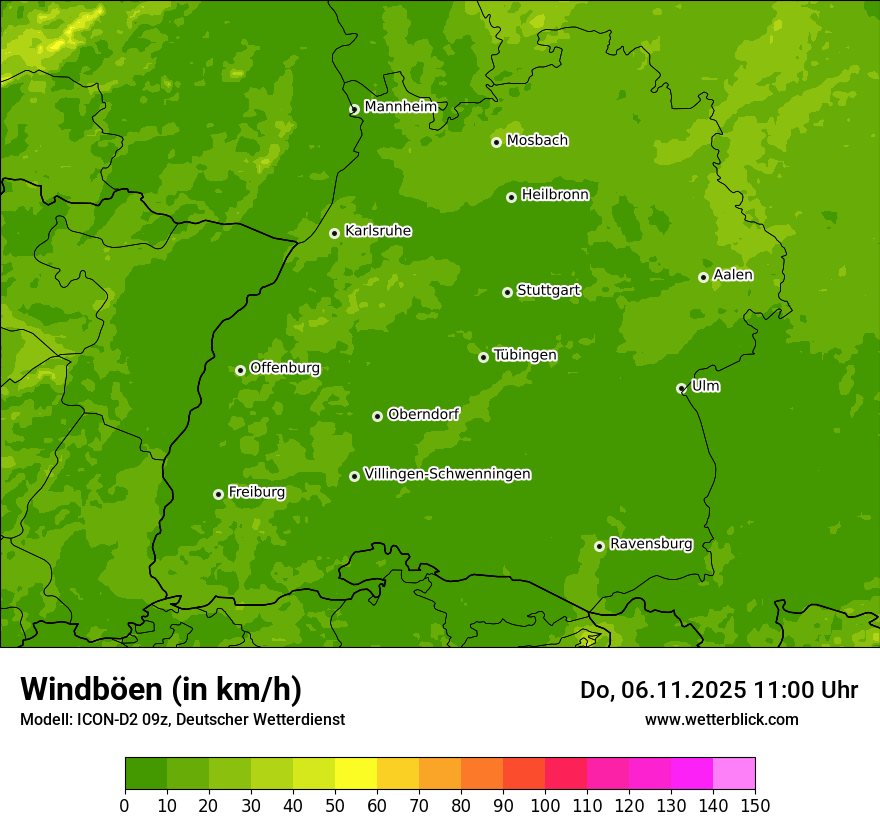 Modellkarten Windgeschwindigkeit