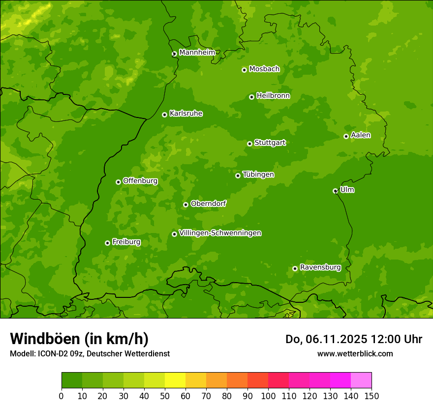 Modellkarten Windgeschwindigkeit