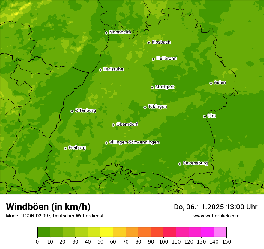 Modellkarten Windgeschwindigkeit
