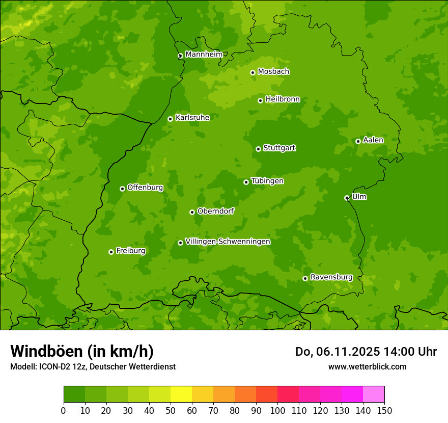 Modellkarten Windgeschwindigkeit