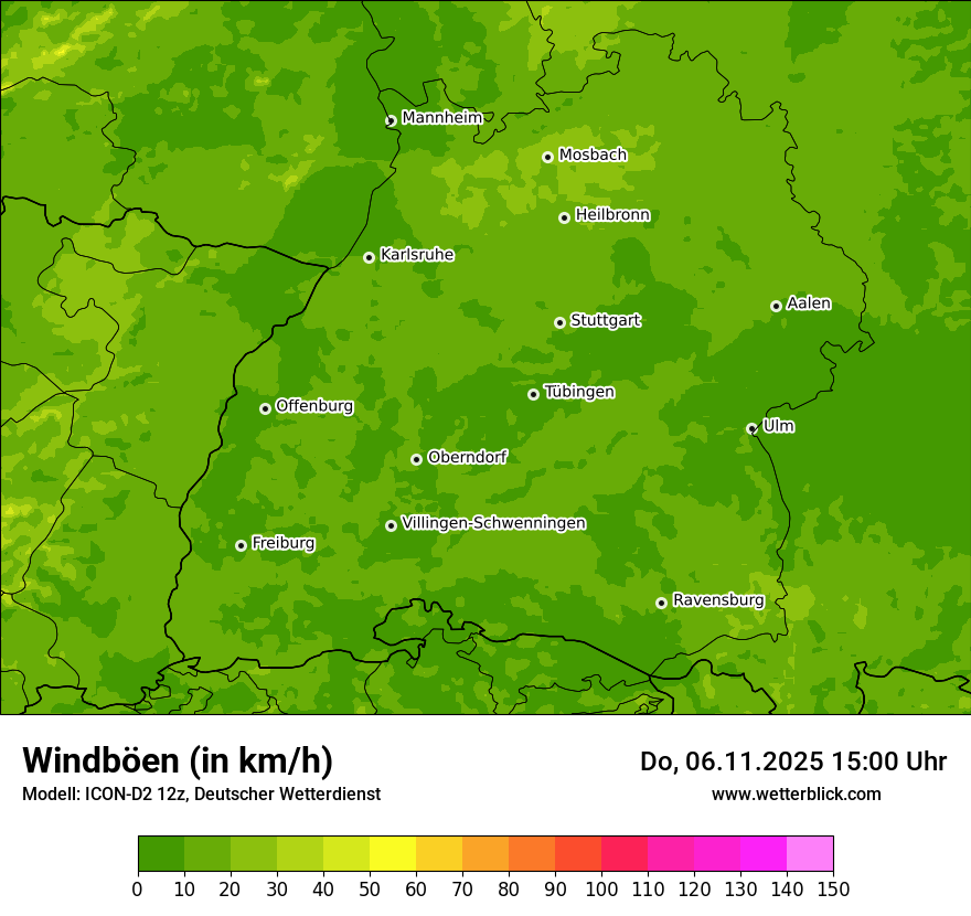 Modellkarten Windgeschwindigkeit