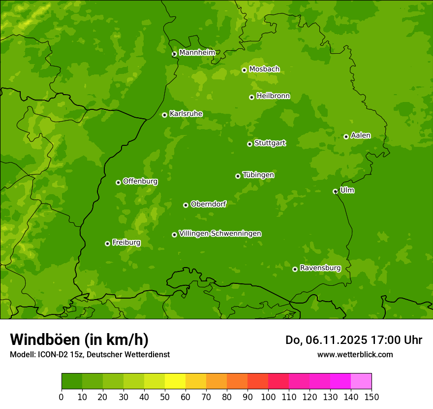 Modellkarten Windgeschwindigkeit
