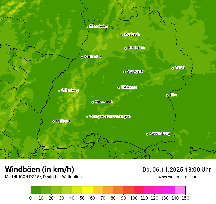 Modellkarten Windgeschwindigkeit
