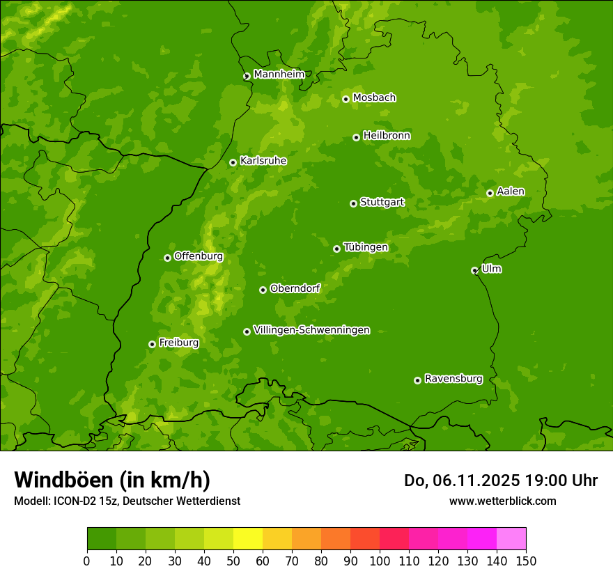 Modellkarten Windgeschwindigkeit