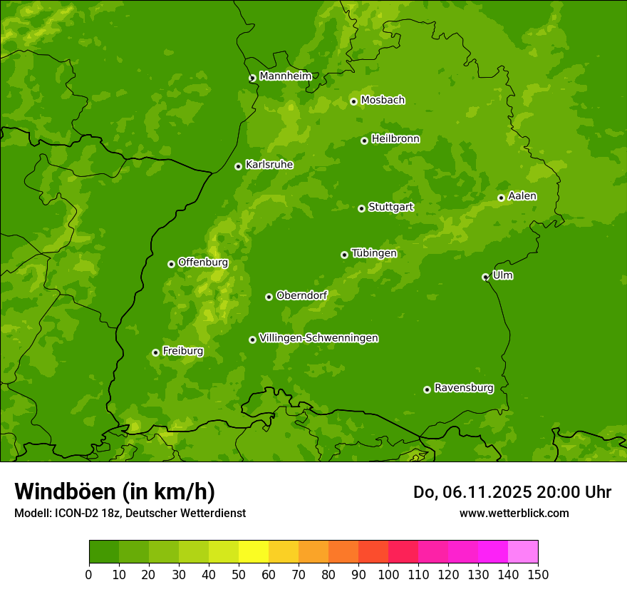 Modellkarten Windgeschwindigkeit