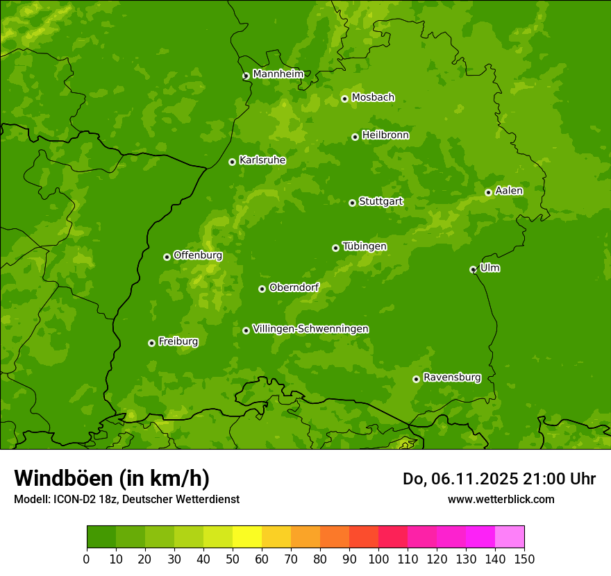 Modellkarten Windgeschwindigkeit