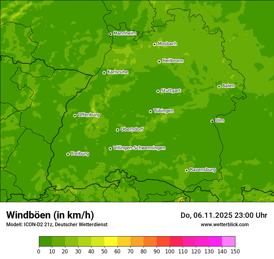 Modellkarten Windgeschwindigkeit